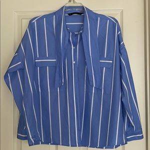 Zara Basic Top Blue and White